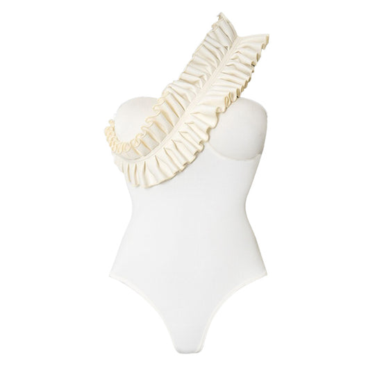 Damen Badeanzug mit asymmetrischem Volant-Design EB