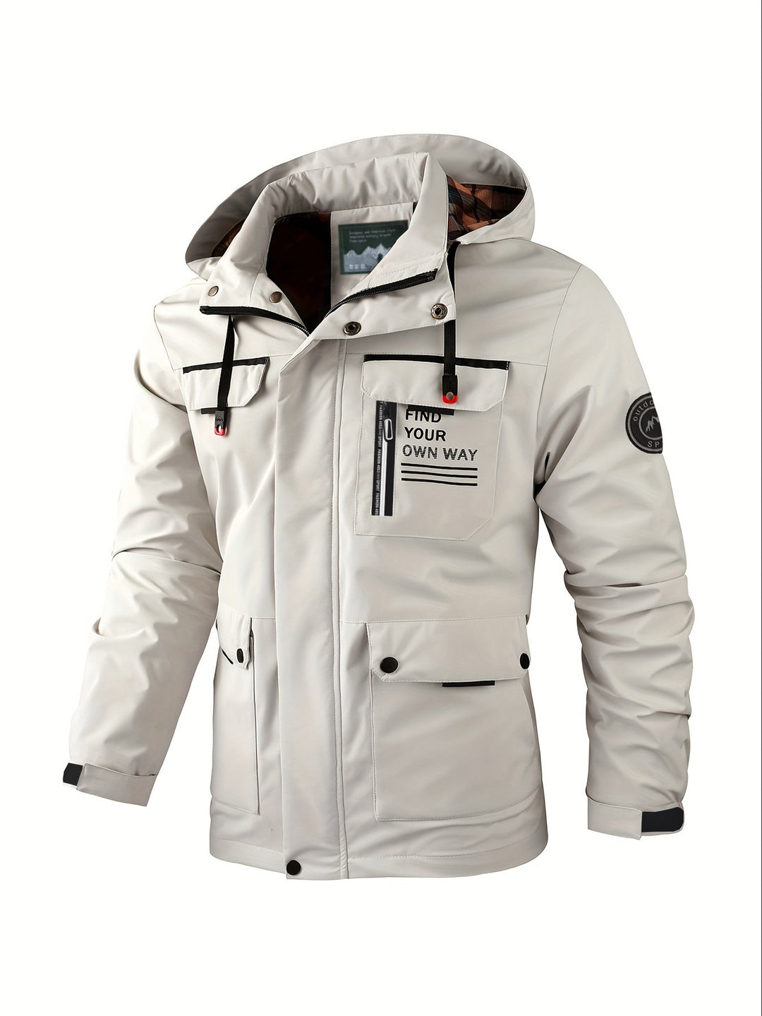 Herren leichter Softshell-Parka mit wasserabweisender Beschichtung, Kapuze und Multifunktions-Taschen EB