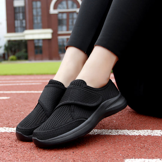 Damen Bequeme Tragbare Sneakers mit elastischem Klettverschluss EB