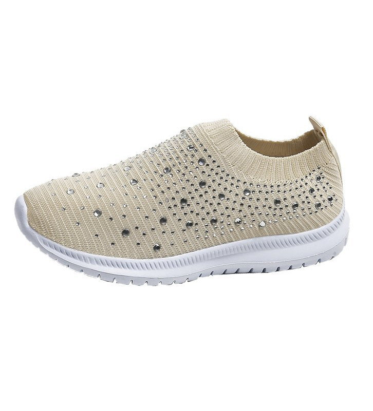 Damen sportive Slip-On Sneakers mit glitzernden Details EB