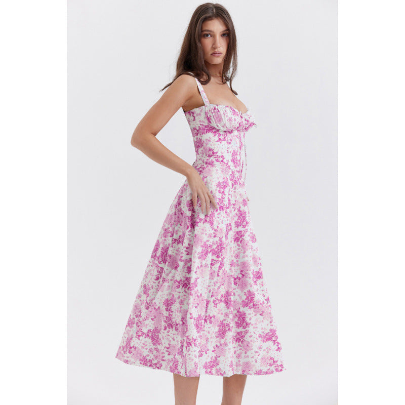 Damen Maxikleid mit floralem Design und elegantem Schlitz EB