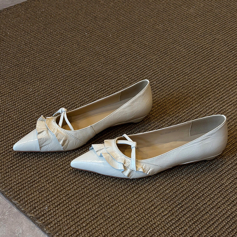 Damen spitze Ballerinas mit dekorativem Schleifendetail EB