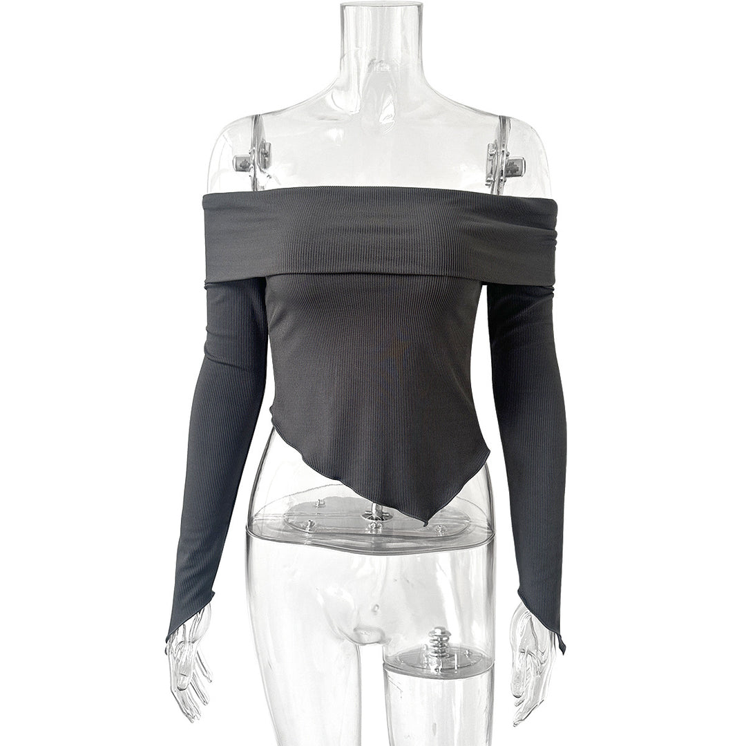 Damen Off-Shoulder Shirt mit eleganten Trompetenärmeln EB