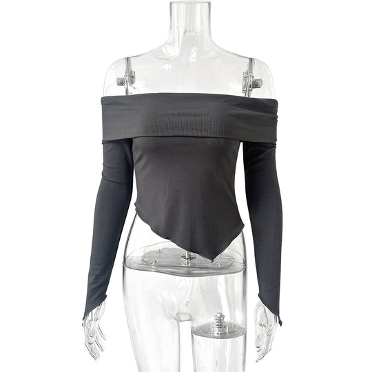 Damen Off-Shoulder Shirt mit eleganten Trompetenärmeln EB