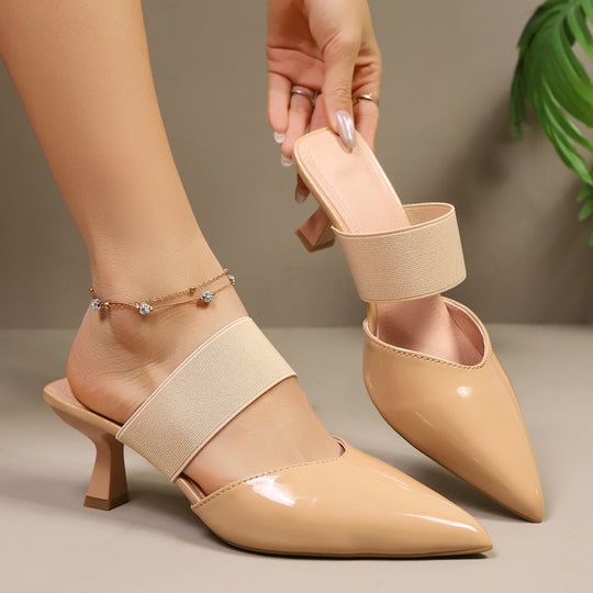 Damen elegante Slingback-Pantoletten mit verstellbarem Riemen EB