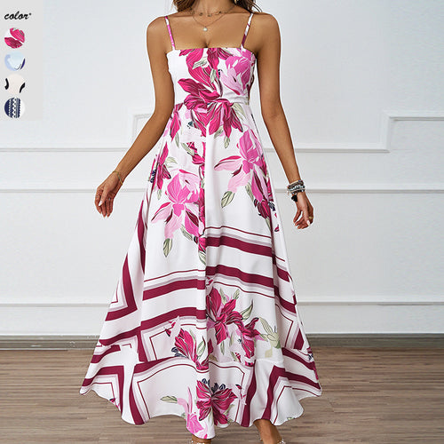 Damen Maxikleid mit modernem grafischem Design und elegantem A-Linien-Schnitt EB