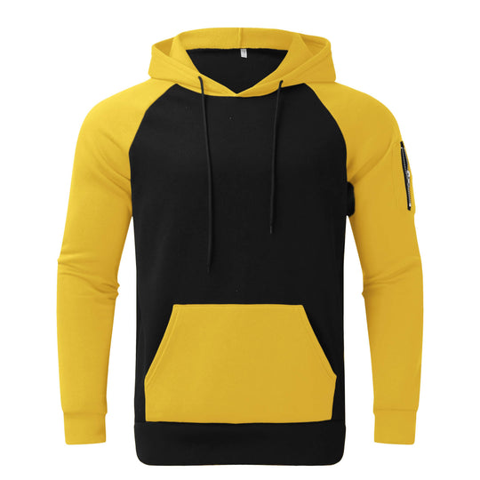 Herren sportlicher Hoodie mit Kontrastärmeln und praktischer Kängurutasche EB