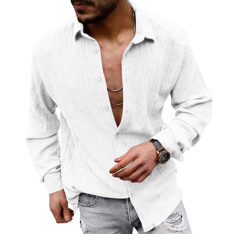 Herren lässiges Langarmhemd mit strukturiertem Gewebe und modernem Look EB
