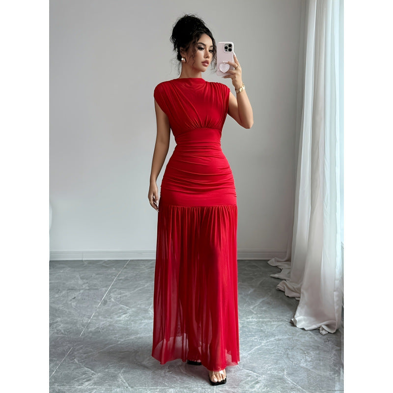 Damen Elegantes Maxikleid mit figurbetontem Schnitt und fließendem Rock EB