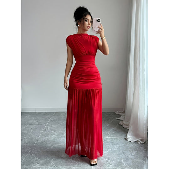 Damen Elegantes Maxikleid mit figurbetontem Schnitt und fließendem Rock EB