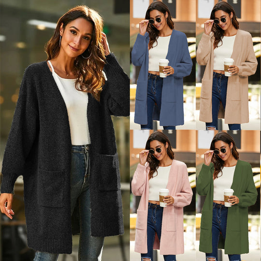 Damen Strickmantel mit bequemen, oversized Ärmeln und praktischen Taschen EB
