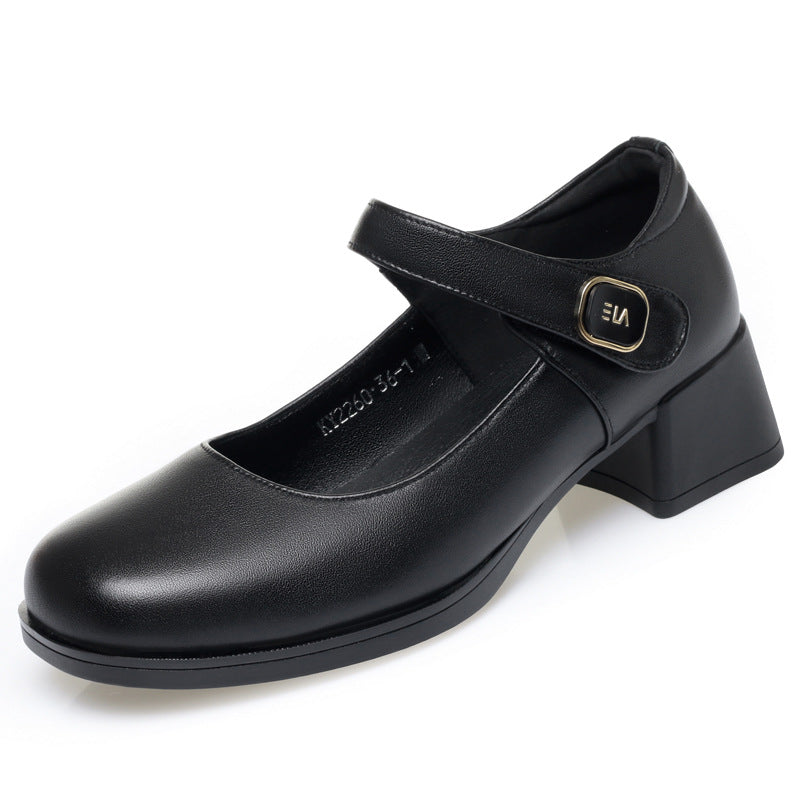 Damen Elegante Mary Jane Schuhe mit modischem Riemen und bequemem Blockabsatz EB