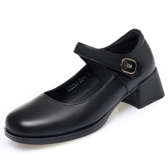 Damen Elegante Mary Jane Schuhe mit modischem Riemen und bequemem Blockabsatz EB