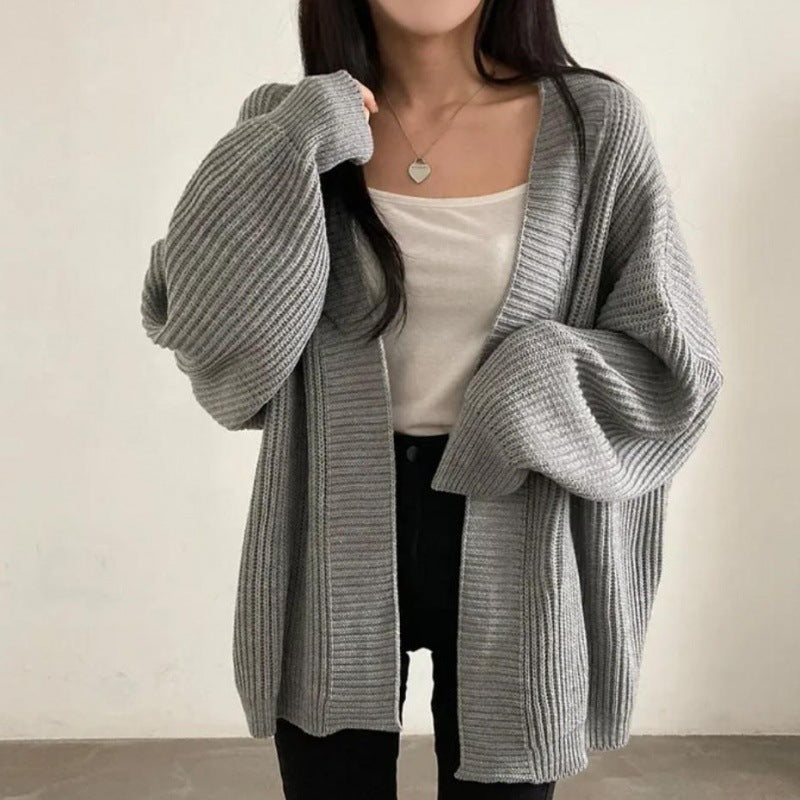 Damen Übergröße Strickjacke mit weit geschnittenen Ärmeln und strukturierter Textur EB