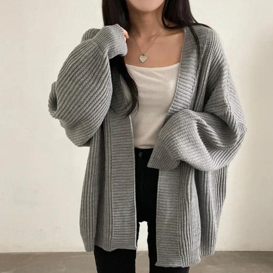 Damen Übergröße Strickjacke mit weit geschnittenen Ärmeln und strukturierter Textur EB