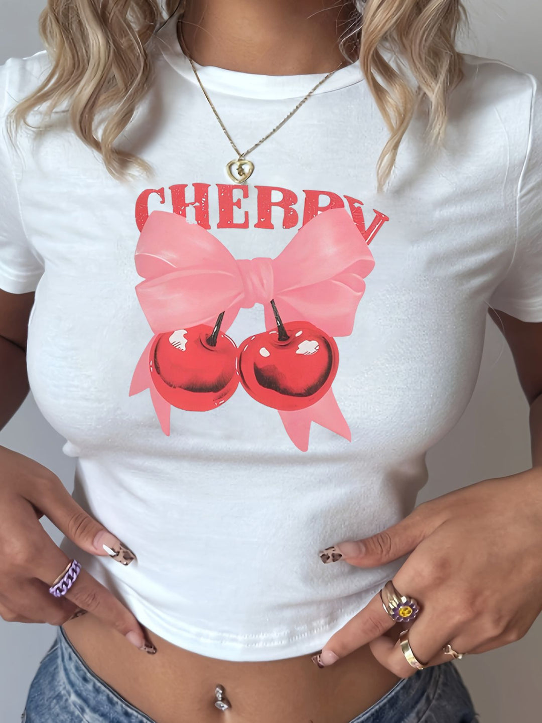 Damen Crop-T-Shirt mit auffälligem Grafiken-Design und frechem Statementdruck EB