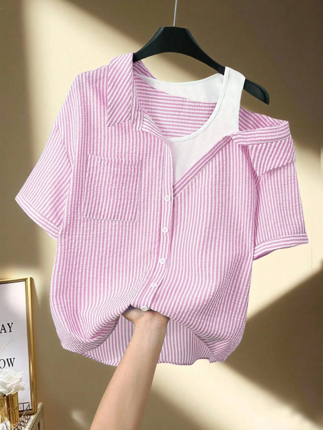 Damen lässige Bluse mit modischem Schnitt und asymmetrischem Design EB
