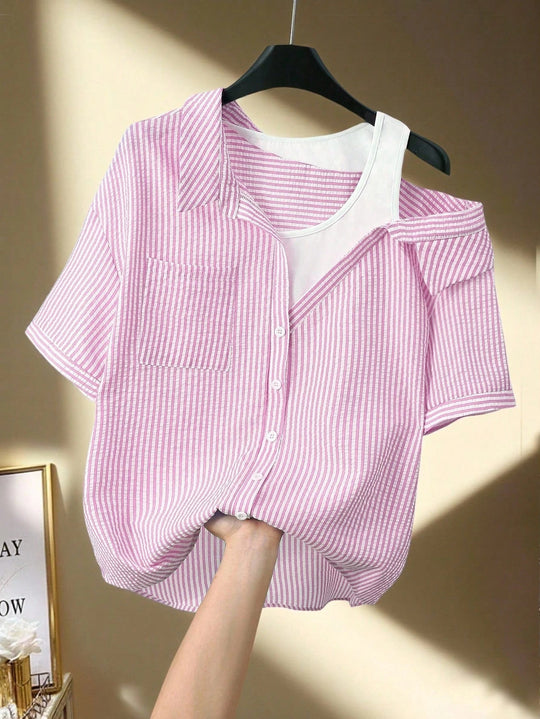 Damen lässige Bluse mit modischem Schnitt und asymmetrischem Design EB