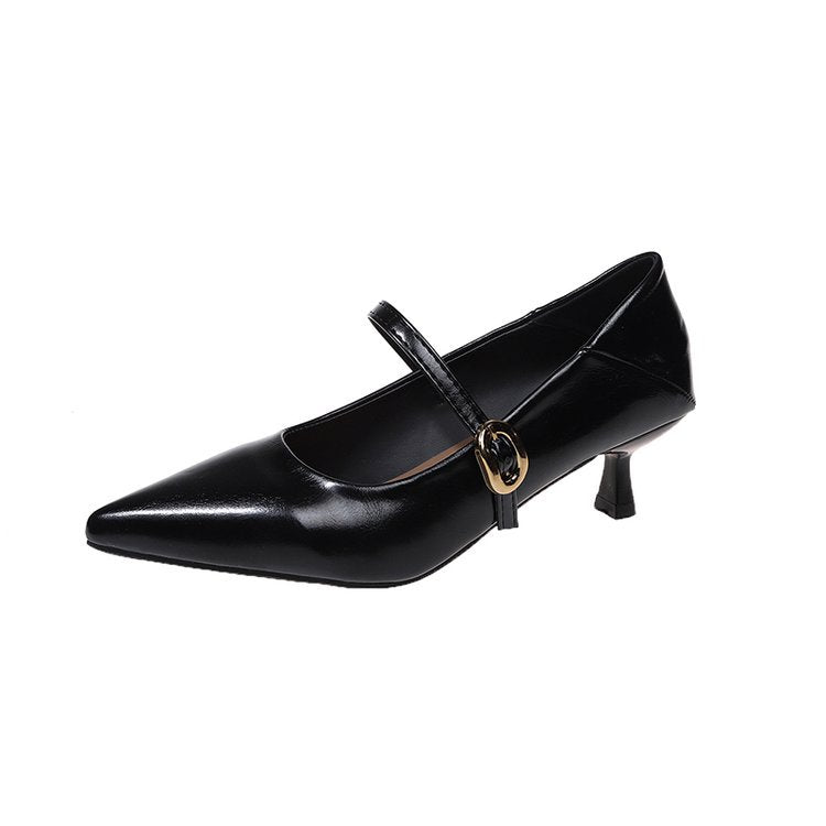 Damen elegante Pumps mit schmaler Schnalle EB