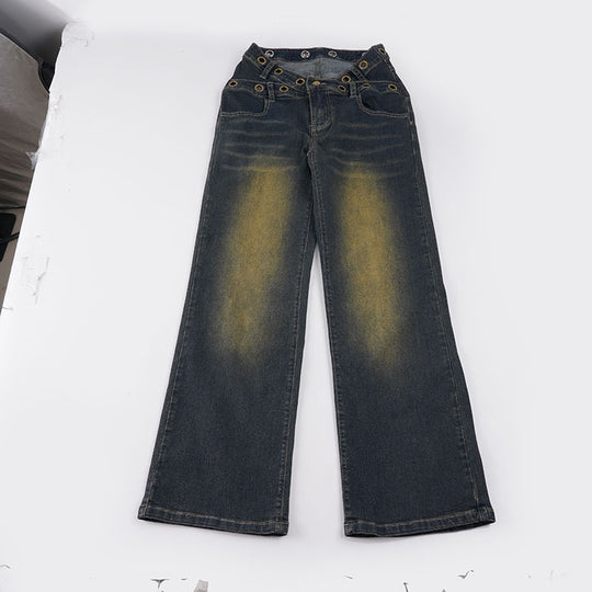 Damen Jeans mit weitem Schnitt und eleganten Gürtelschlaufen EB