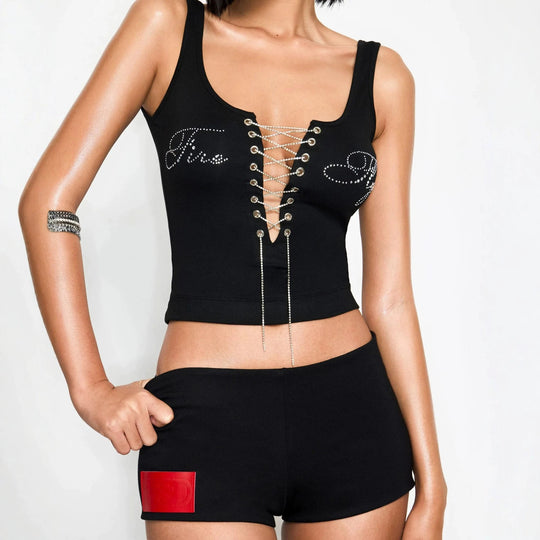 Damen Elegantes Knotentop mit perlenverzierten Details EB