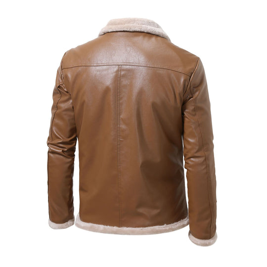 Herren eleganter Kunstlederjacke mit warmer Fütterung EB