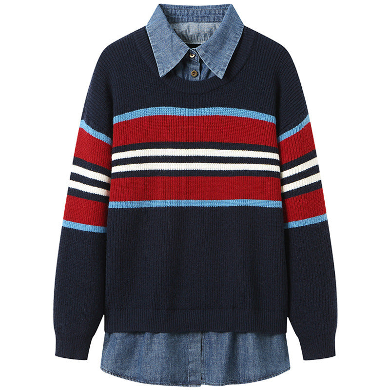 Damen gestreifter Strickpullover mit lässigem Schnitt und angenehmem Tragegefühl EB