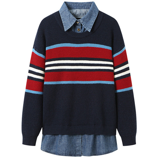 Damen gestreifter Strickpullover mit lässigem Schnitt und angenehmem Tragegefühl EB