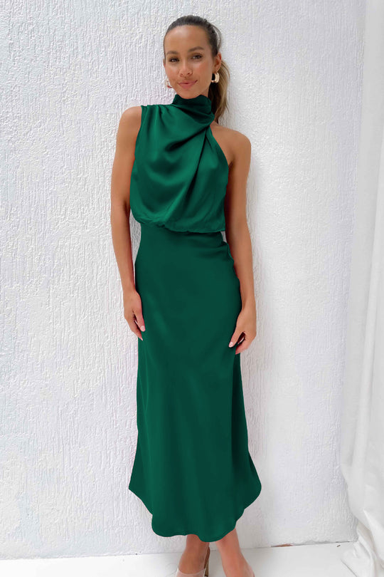 Damen Elegantes Maxikleid mit asymmetrischem Kragen und fließendem Schnitt EB