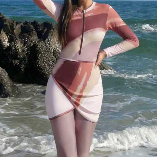 Damen Modischer Surfanzug mit Zip und elegantem Rock EB