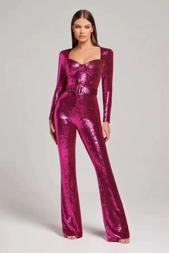 Damen Glamouröses Einteiler-Outfit mit glitzernden Applikationen und taillierter Silhouette EB