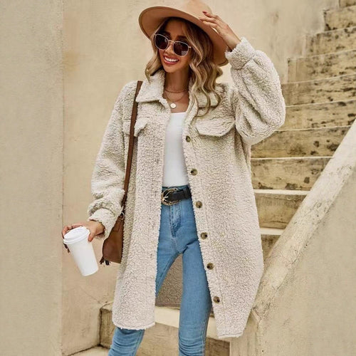 Damen Weiche und kuschelige Oversized-Jacke EB