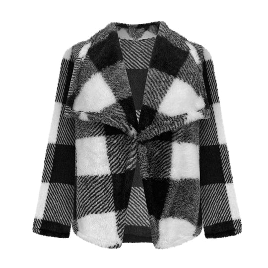Damen Kuschelige Jacke im karierter Design EB