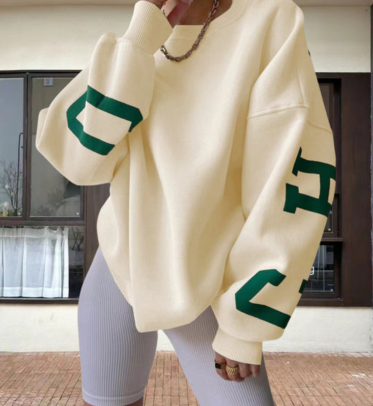Damen Oversized Sweatshirt mit grafischen Akzenten EB