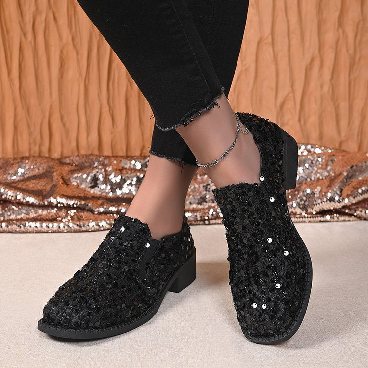 Damen Glitzernde Mokassins mit dekorativen Pailletten EB