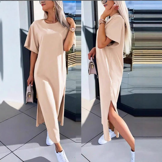 Damen Lässiges Maxikleid mit seitlichen Schlitzen und Oversize-Design EB