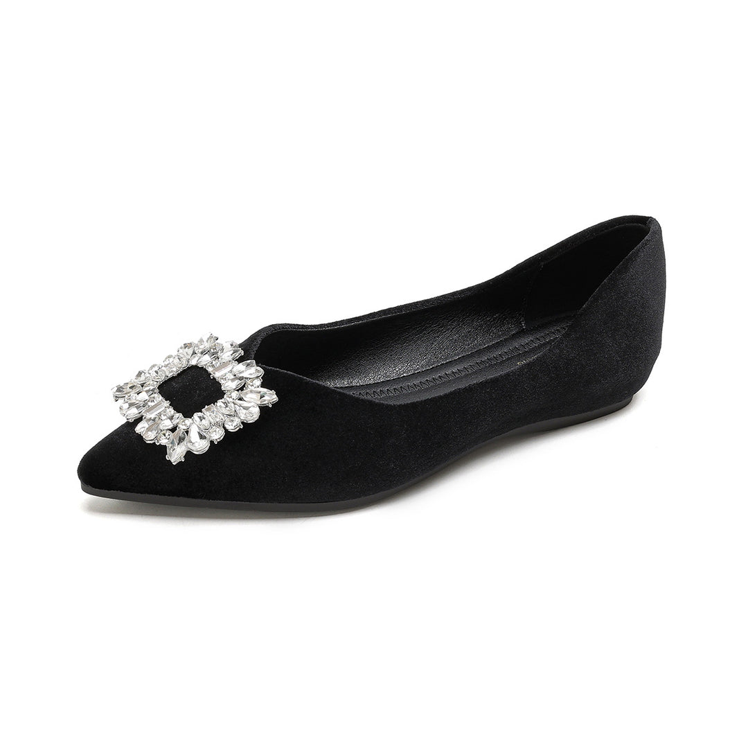 Damen elegante Ballerinas mit strassbesetztem Detail EB