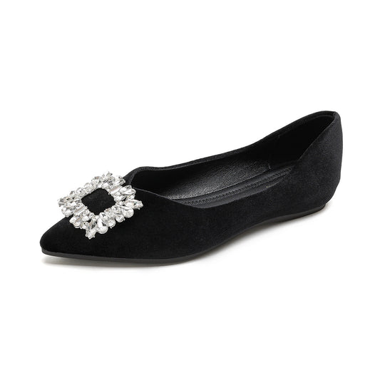 Damen elegante Ballerinas mit strassbesetztem Detail EB