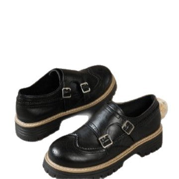 Damen Brogue-Monk-Slipper mit doppeltem Schnallenverschluss, gesteppter Kante und grober Profilsohle EB