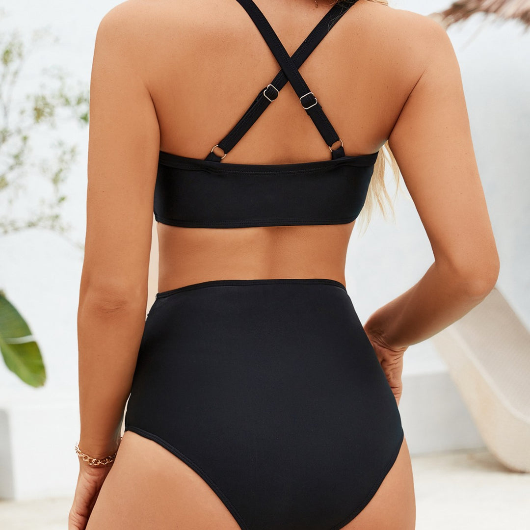Damen Hochgeschnittener Bikini mit raffiniertem Wickel-Design EB