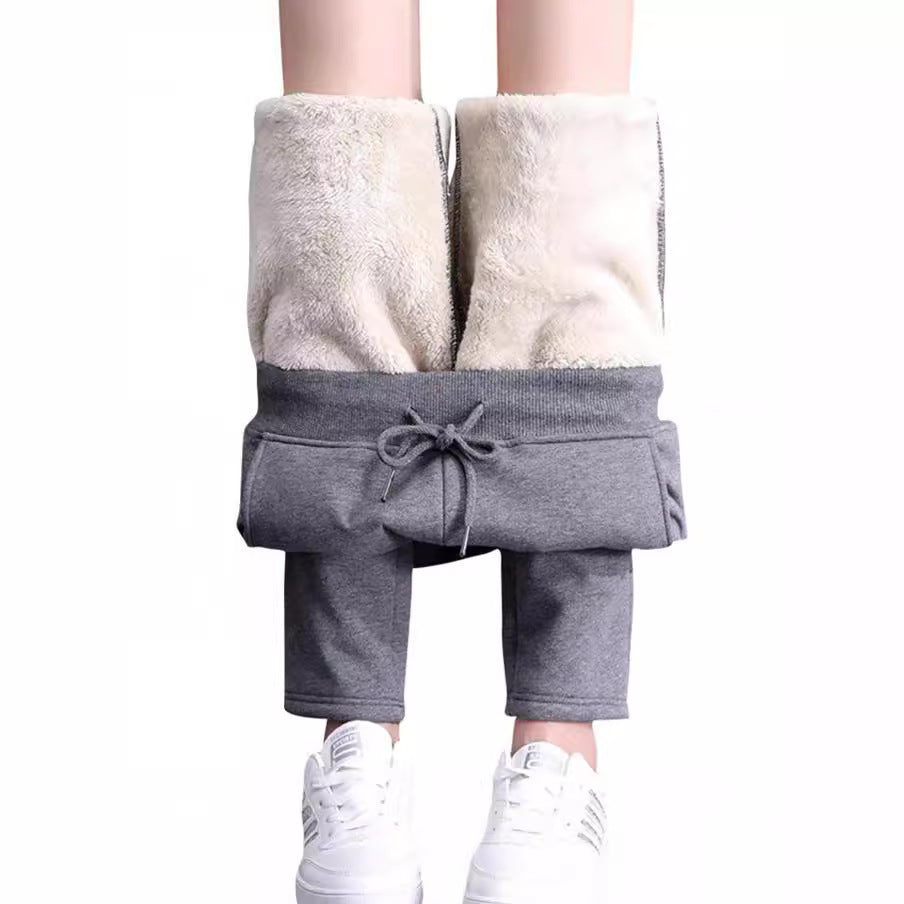 Damen nan gefütterte Thermo-Jogginghose mit Teddyfutter, elastischem Bund und Kordelzug EB