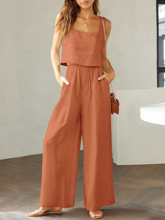 Damen luftiges Zwei-teiliges Ensemble mit lockerem Schnitt EB