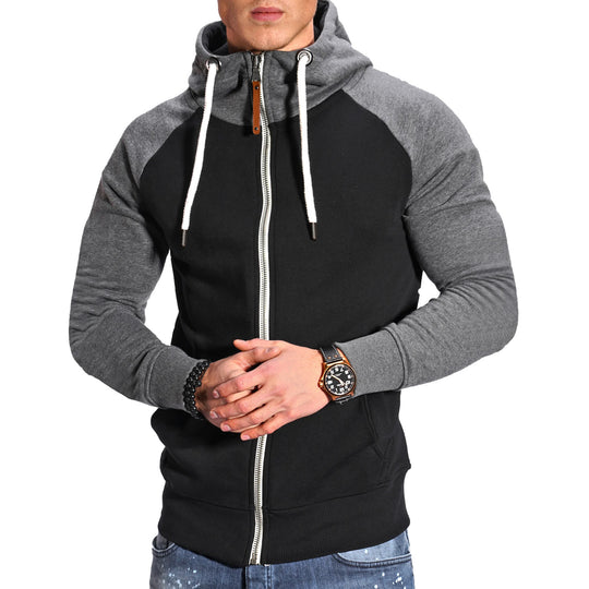 Herren raffinierter Kapuzenpullover mit hochwertigem Reißverschluss EB