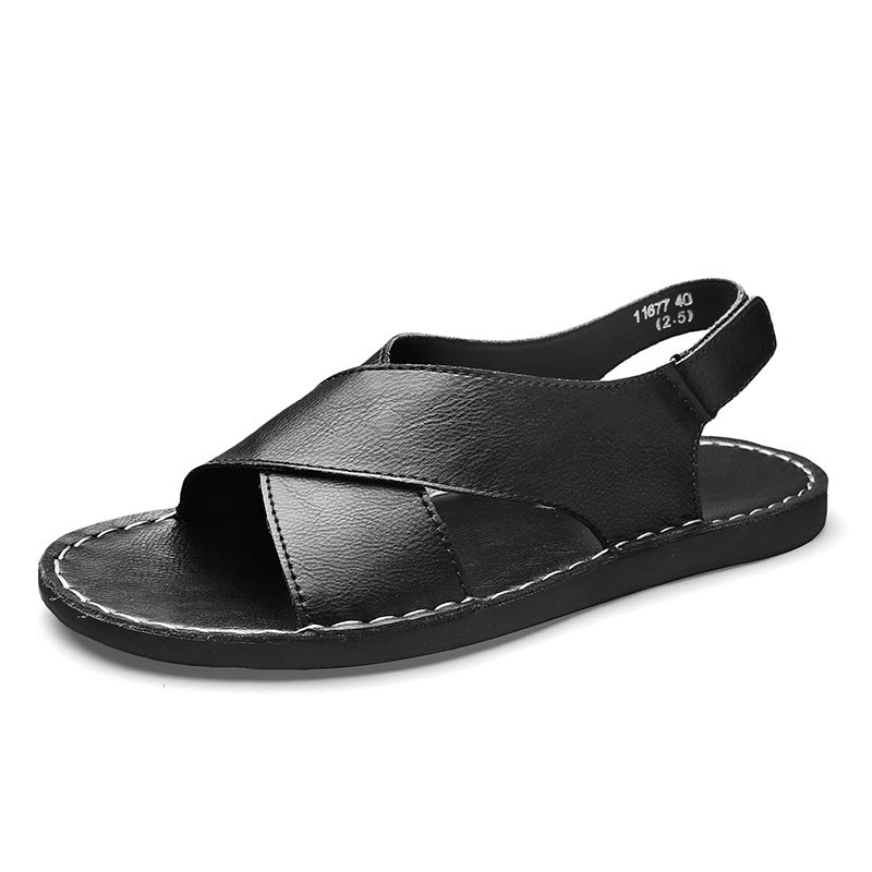 Herren Elegante und bequeme Leder-Sandalen mit verstellbarem Riemensystem EB