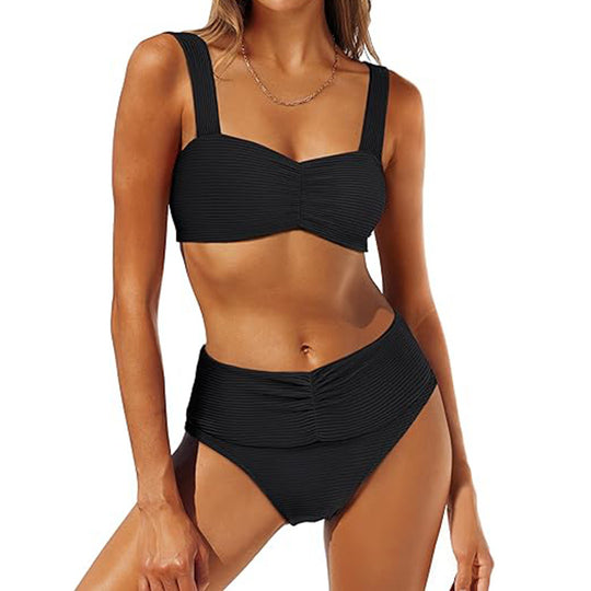 Damen Hochgeschnittener Bikini mit Raffung EB