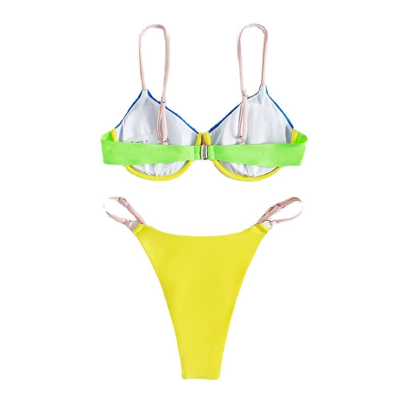 Damen Triangel-Bikini mit verstellbaren Trägern und innovativem Farbdesign EB