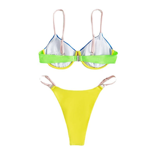 Damen Triangel-Bikini mit verstellbaren Trägern und innovativem Farbdesign EB