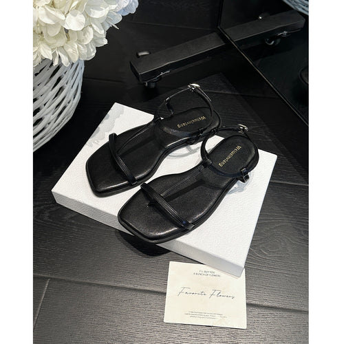 Damen elegante Zehentrenner-Sandalen mit schmalem Riemendesign EB