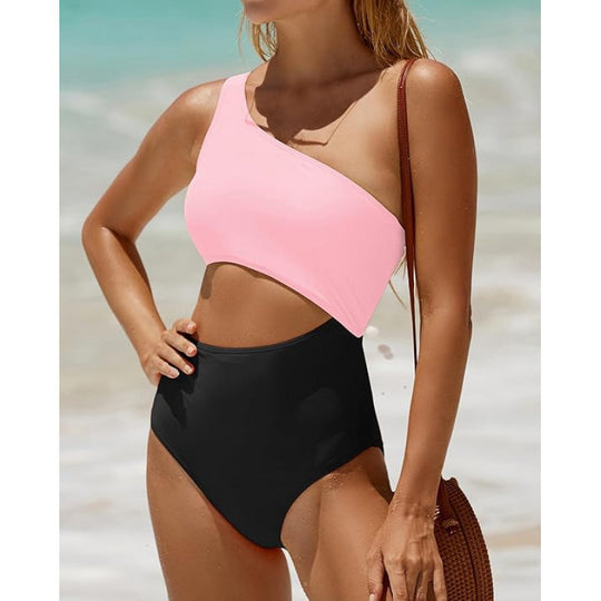 Damen Einseitiger Cut-Out Badeanzug mit attraktivem Design EB