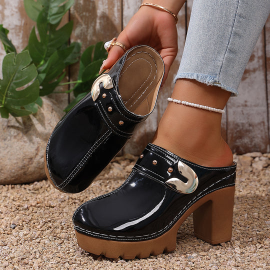 Damen Hochwertige Clogs mit Holzsohle EB